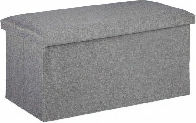 Relaxdays Sitzbank aus MDF und Polyester mit Schaumstoff und Stauraum, Hellgrau, B: 76,5 cm, T: 38 cm, H: 38,5 cm - Bild 1