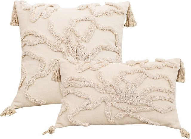 Getufteter Kissenbezug JMG Clothing in Beige mit Retro-Linien-Design, B/H: 50 x 30 cm - Bild 1