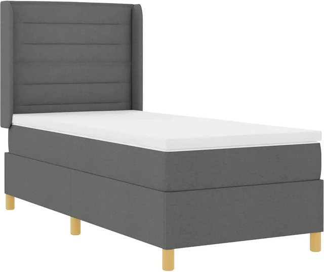 vidaXL Boxspringbett mit Matratze und Kopfteil in Grau, Hybrid-Bett mit Taschenfederkern und Schubladen, B/T/H: 80 x 200 x 140 cm - Bild 1