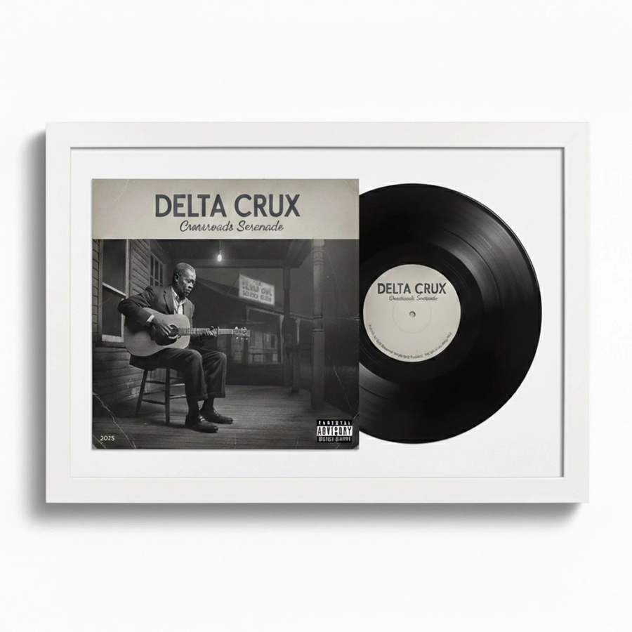 K-Möbel Schallplatten Rahmen Weiß mit weißem Passepartout für Vinyl und Cover, Breite: 40 cm, Höhe: 60 cm - Bild 2