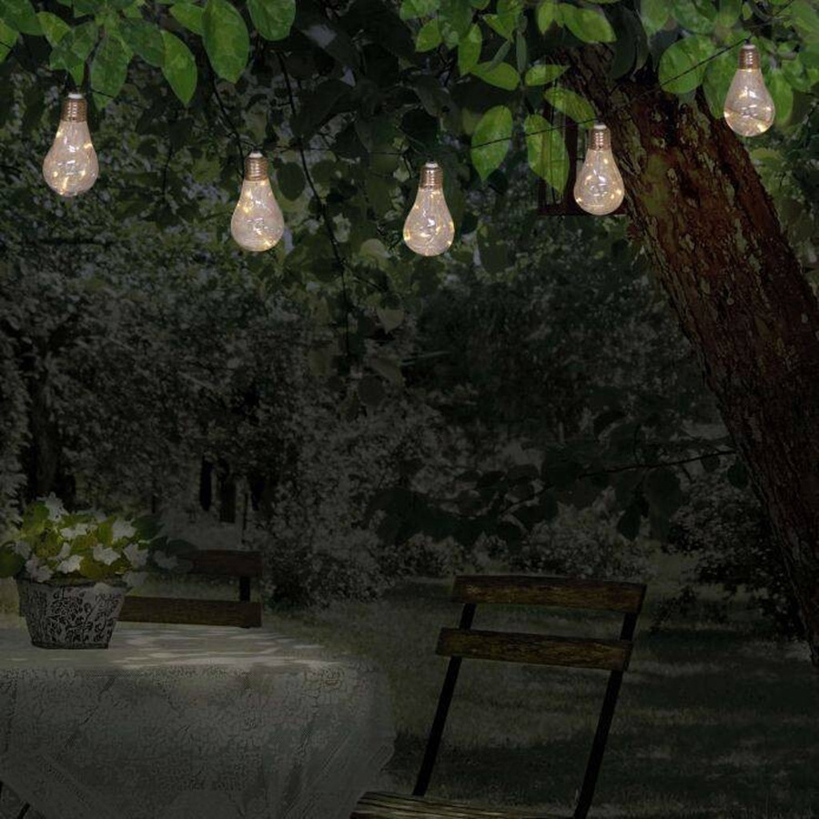 Näve Solar-LED-Lichterkette mit Kugel-Glühbirnen in Schwarz und Transparent für den Garten und Außenbereich - Bild 3