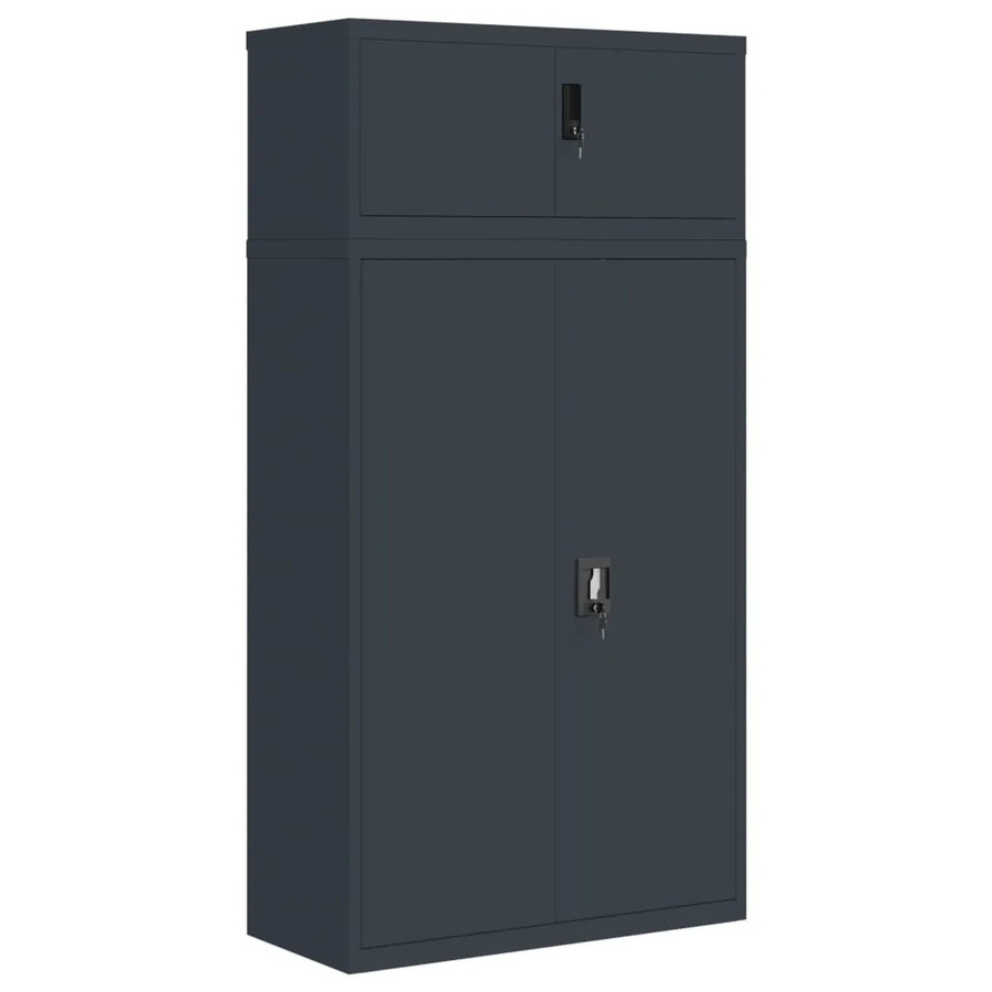 vidaXL Aktenschrank aus Stahl in Anthrazit mit Türen und Schloss, B/T/H: 90 x 40 x 180 cm - Bild 2