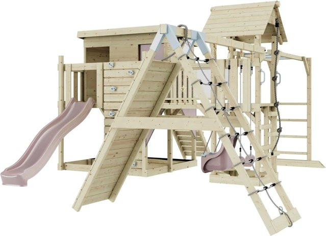 OutdoorToys Spielturm Malin mit Babyschaukel, Altrosa, ab 3 Jahre - Bild 1