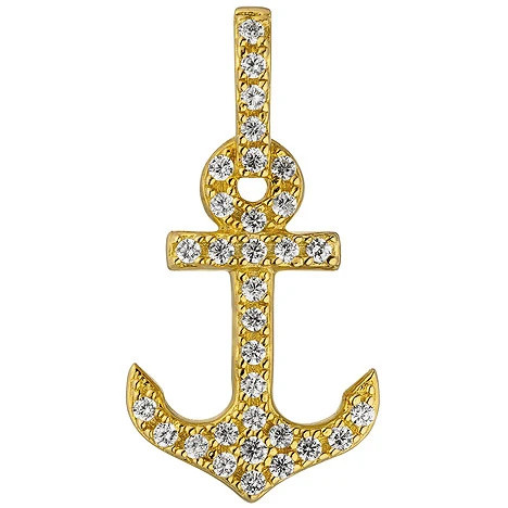 Colfem Anhänger Anker, 925 Silber, gold vergoldet, 32 Zirkonia - Bild 1
