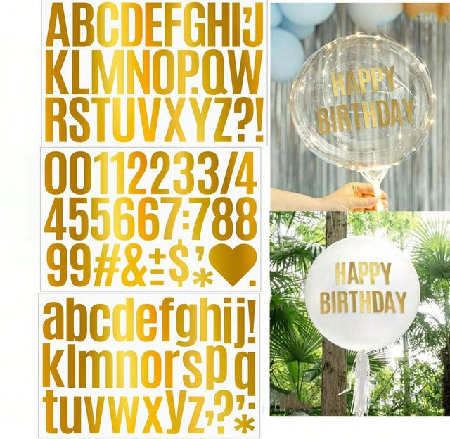 5 Blatt selbstklebende Etikettenaufkleber mit Zahlen und Buchstaben in Gold für deine Geburtstagsfeier und Geschenkdekoration - Bild 1