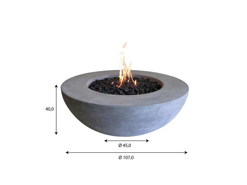 Elementi Gasfeuerstelle Ätna Feuertisch in Beton-Optik Grau aus Faserbeton und Edelstahl, B/T/H: 107,0 x 60,5 x 40,0 cm - Bild 2
