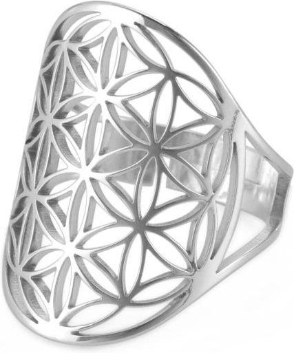 Ring Edelstahl, Gold, Blume des Lebens, Damen, verstellbar - Bild 1