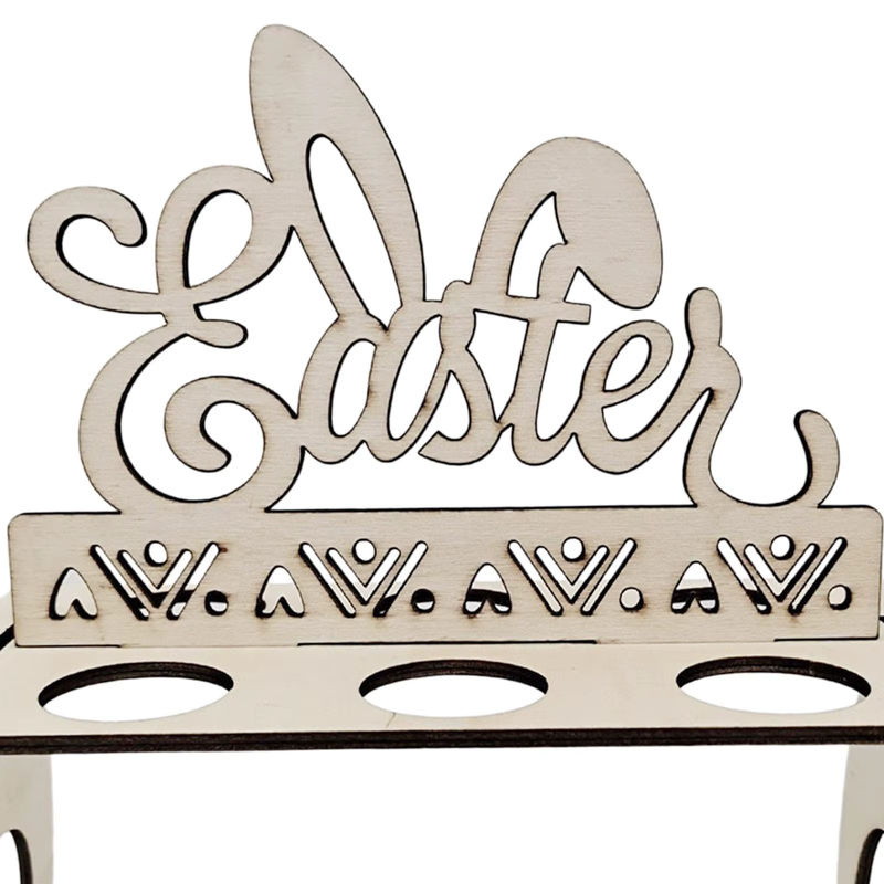 Kesoto Ostern-Eierhalter aus Holz in Form eines Osterhasen, beige, handgefertigte Dekoration für Kinder und DIY-Projekte - Bild 2