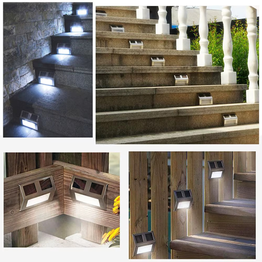 Romellar Solar-LED-Außenleuchte aus Edelstahl in Silber und Weiß mit warmweißem Licht für Treppen, Wege und Terrassen - Bild 4