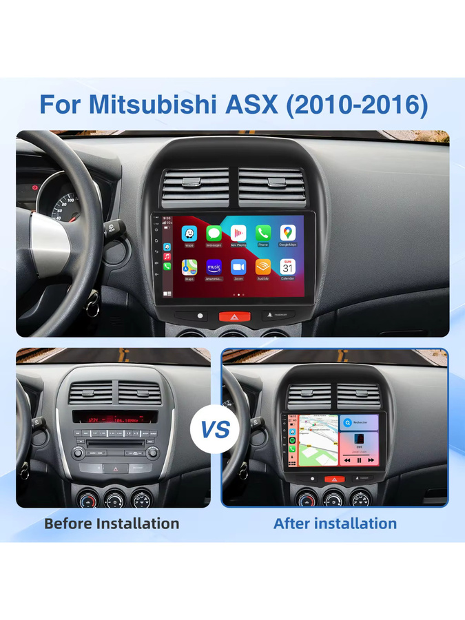 MOPECT 10-Zoll Autoradio für Mitsubishi ASX 2010-2016 mit 4+64GB, kabelloses CarPlay, GPS-Navigation, Bluetooth, DVR und Kamera, Schwarz - Bild 6