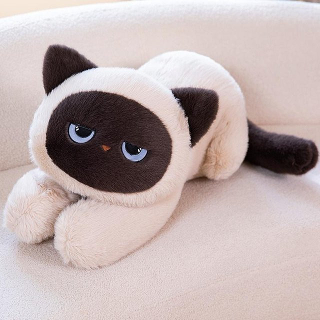 Yiran toy Ragdoll-Katze Plüschtier, liegend, 60cm, weiß - Bild 1