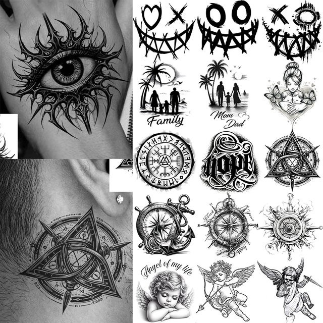 LZATOZ Temporäre Tattoos 3D-Kompass-Wikinger, Unisex - Bild 1