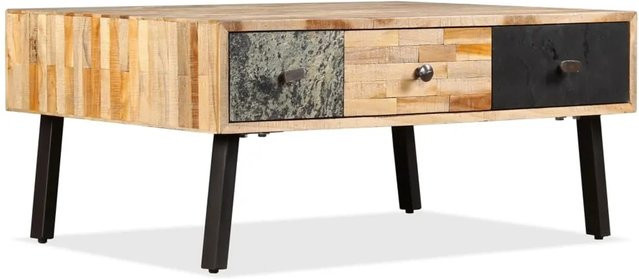 vidaXL Couchtisch aus Teakholz in Braun im Vintage-Stil, B/T/H: 90 x 65 x 40 cm - Bild 1