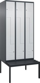 C+P Z-Spind Classic PLUS Sitzbank mit 6 Fächern und Zylinderschloss, Kunststoff-Sitzfläche, B/T/H: 212,0 x 90,0 x 81,5 cm, Anthrazit/Grau/Schwarz - Bild 1