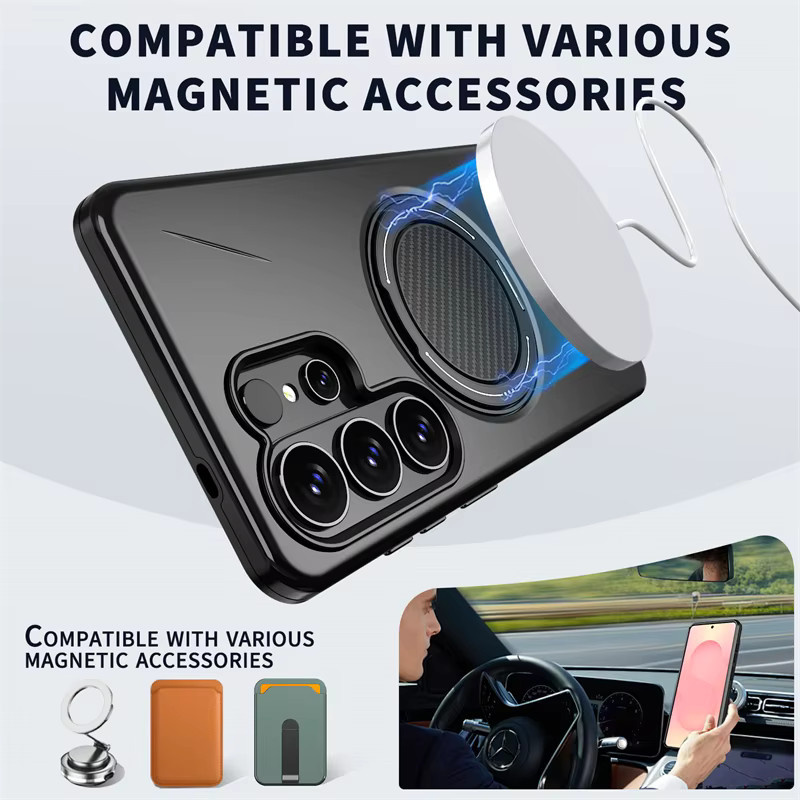 Magnetische 360 Grad Handyhülle für Samsung Galaxy S26 Ultra S25 Edge S24 FE S23 Plus S26+ mit MagSafe Kompatibilität in Schwarz und Lila - Bild 2