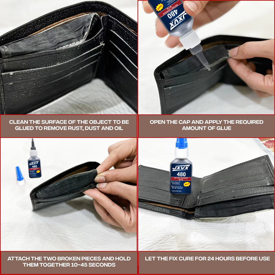 LOOLIFL 480 Black Super Glue Sekundenkleber in Schwarz, schnell trocknender Cyanacrylat-Flüssigkleber für Leder, Gummi, Reifen und Kunststoff, 20 g - Bild 3
