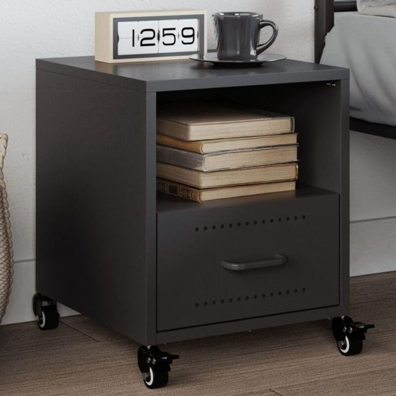Vidaxl Nachttisch aus Stahl in Schwarz, minimalistisches Design, B/T/H: 36 x 39 x 43,5 cm - Bild 1