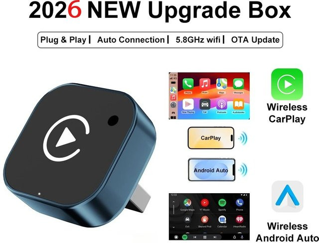 FLIXIVI Wireless CarPlay Adapter 2-in-1 Dongle für Apple und Android, kabelloser Adapter für Plug-and-Play Autozubehör - Bild 1