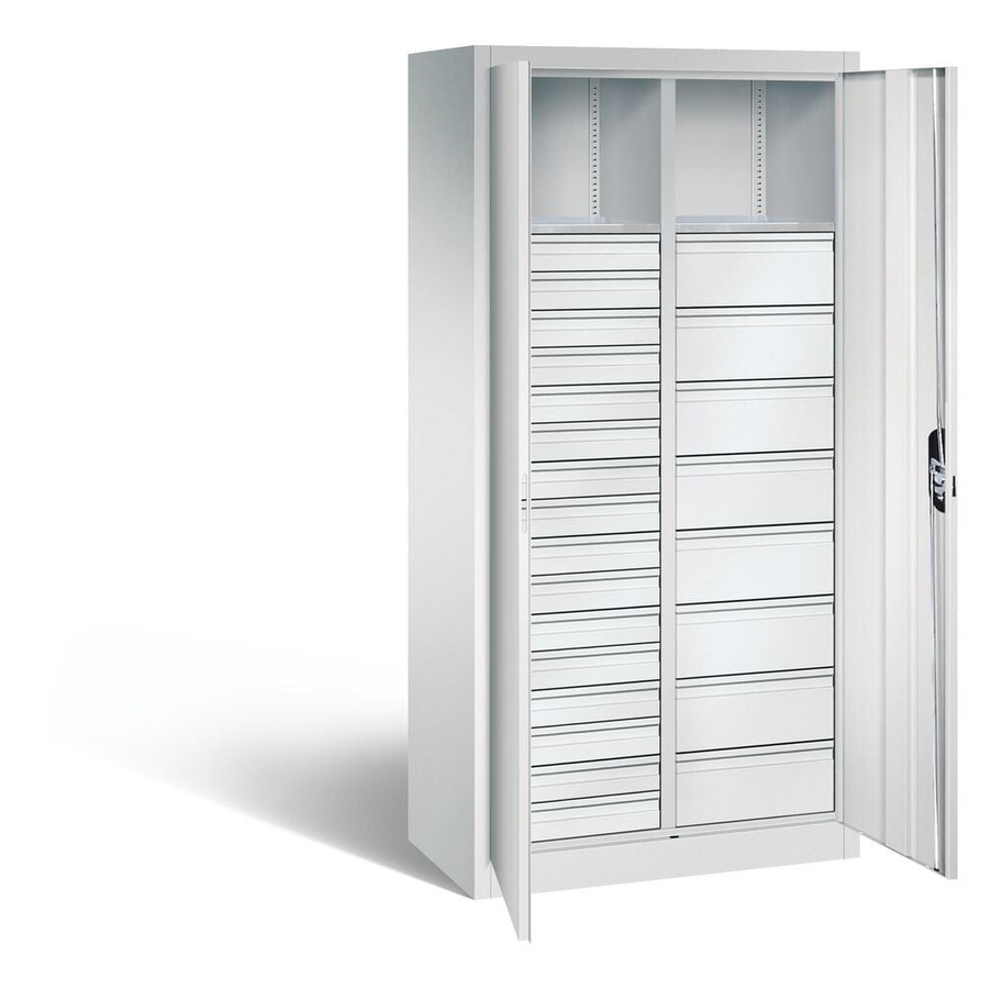 BIGBOXX Materialschrank in Weiß mit Mittelwand und 24 Schubladen - Bild 1