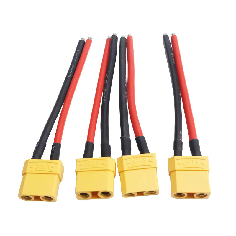 4er-Set XT90 12AWG Stecker mit 100 mm Silikon-Draht, männlich und weiblich, gelb, für RC Lipo Batterien und Motoren - Bild 2