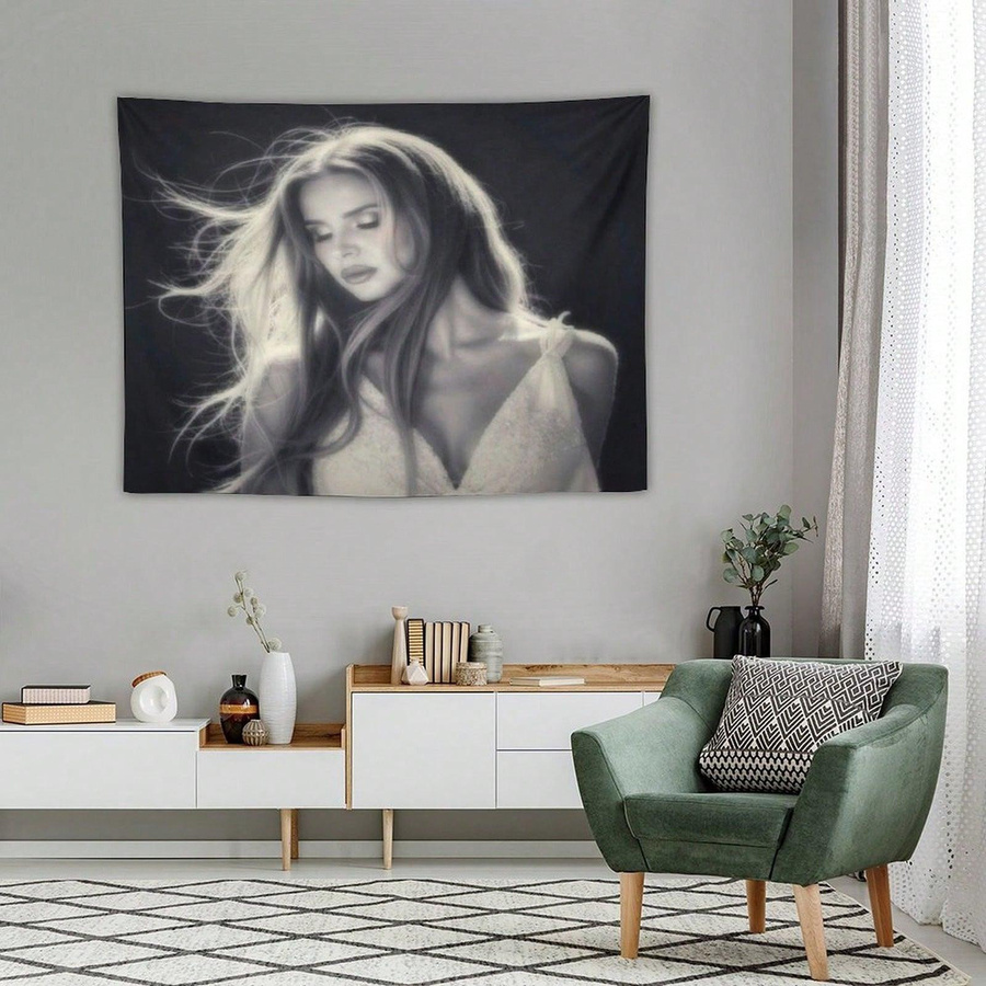 Lana Del Rey Vintage Porträt Wandteppich aus Polyester, bunter Wandbehang für dein Zimmer, Breite: 40 cm, Höhe: 60 cm - Bild 2