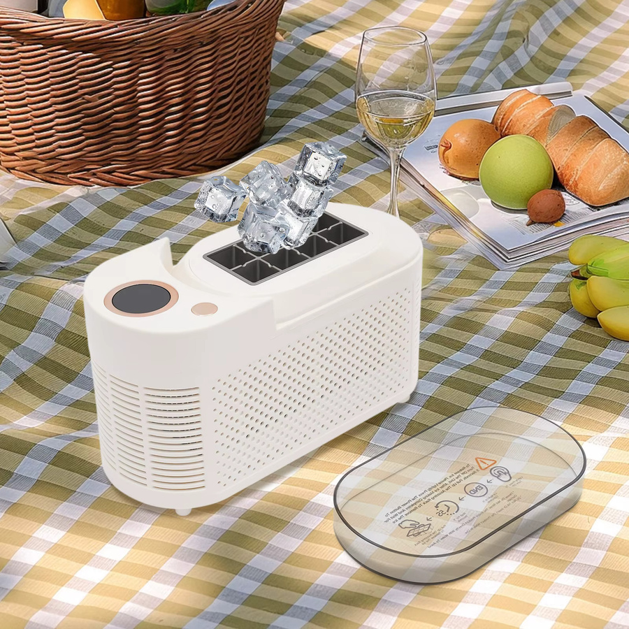 Bymaocar Auto Mini-Eiswürfelbereiter Kompakte Eiswürfelmaschine in Weiß aus Aluminiumlegierung und Kunststoff für Camping und Wohnmobile (100V-230V/12V) - Bild 2