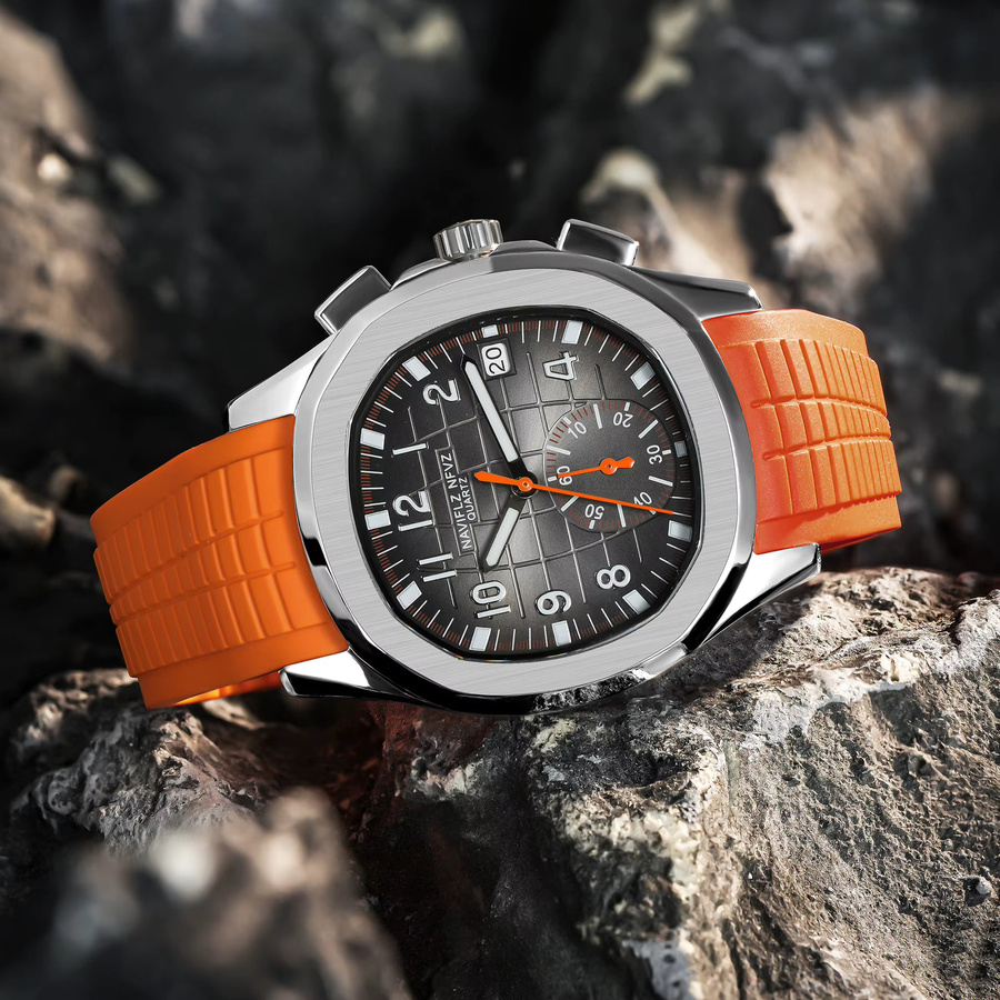 NAVIFLZ NFVZ Chronograph, Quarz, Orange, Silikon, 40 mm, Herren - Bild 3