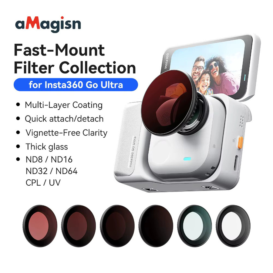 aMagisn Objektivfilter-Set für Insta360 Go Ultra Kamera Zubehör mit UV CPL ND8 ND16 ND32 ND64 Filtern und Schutzabdeckung - Bild 5