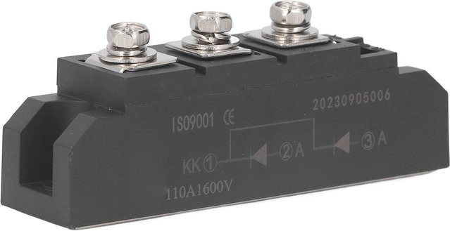 Photovoltaik-Gleichrichter mit 2 Eingängen und 1 Ausgang, Gemeinsame Kathode, Rückstromsperrdioden-Gleichrichter, 100A, 1600V, Schwarz mit Messing-Anschlüssen - Bild 1