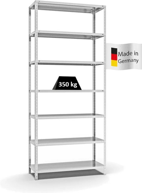 PROREGAL Heavy-Duty Fachbodenregal mit Schraubsystem, 7 Ebenen, beidseitig nutzbar, Lichtgrau, H x B x T: 300 x 130 x 50 cm - Bild 1