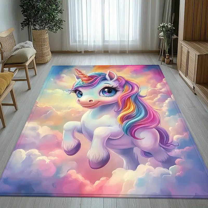 Lodestar Regenbogen Einhorn Teppich für Kinderzimmer und Wohnzimmer, Mehrfarbig, B/T: 80 x 120 cm - Bild 2
