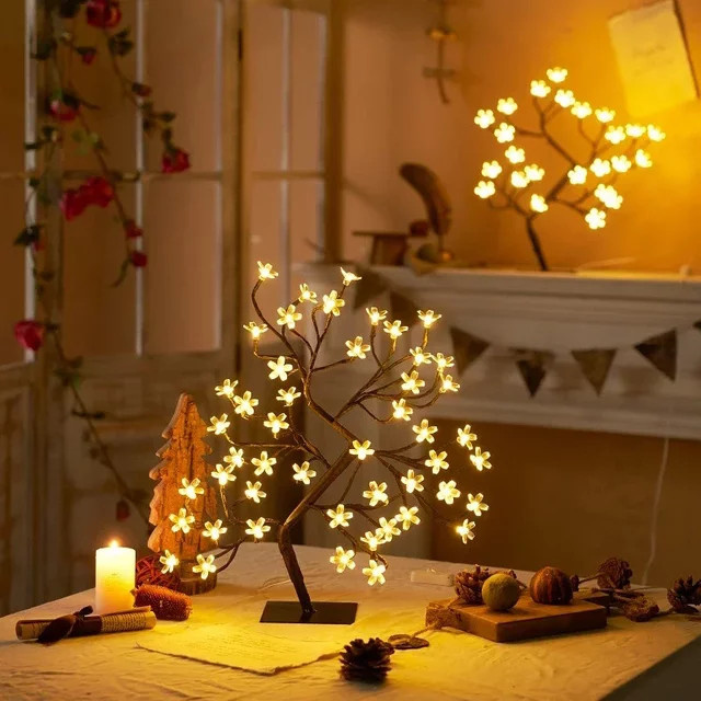 lyfs LED Tischlampe Kirschblüte mit USB und Fernbedienung für Schlafzimmer und Dekoration - Bild 1