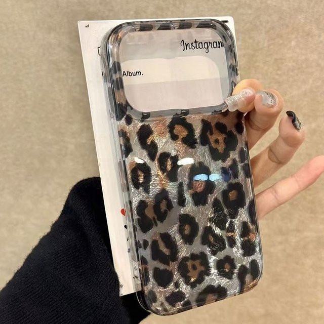 INS Teddy-Handyhülle mit schwarzem Leopardenmuster für iPhone Modelle, Farbe: Schwarz/Mehrfarbig - Bild 1