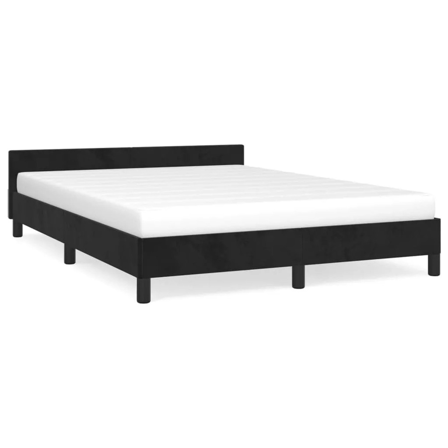 vidaXL Bettgestell mit Kopfteil aus Samt in Schwarz, B/T/H: 140 x 200 x 143 cm - Bild 2