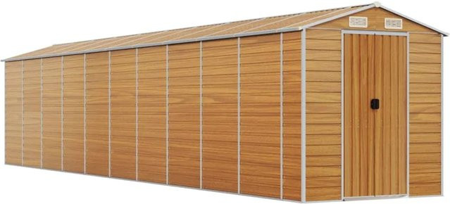 vidaXL Gerätehaus aus verzinktem Stahl in Hellbraun, B/T/H: 191 x 895 x 198 cm - Bild 1
