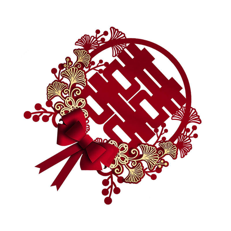 OutsideWorld Selbstklebender Wandaufkleber für chinesische Hochzeiten mit Doppelglück-Symbol und Blumen in Rot - Bild 3