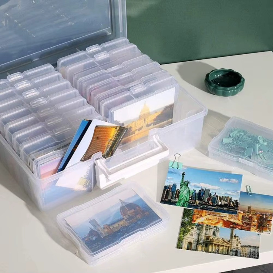 Transparente Foto Aufbewahrungsboxen für 4x6 Zoll Bilder und Kleinteile, Multicolour Kunststoff-Organizer für Bürobedarf und Schmuck - Bild 2