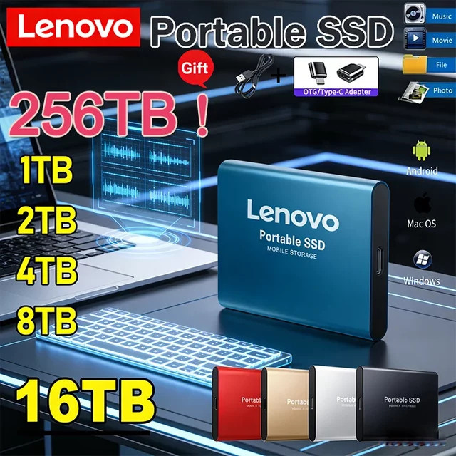 Lenovo SSD externe Festplatte USB 3.1 tragbare Solid State Disk in Blau - Bild 1