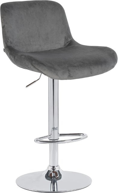 DELUKE Barhocker PONOR Barstuhl aus Samt in Dunkelgrau mit silbernem Gestell, höhenverstellbar, drehbar und mit Lehne, B/T/H: 50 x 50 x 85 cm - Bild 1