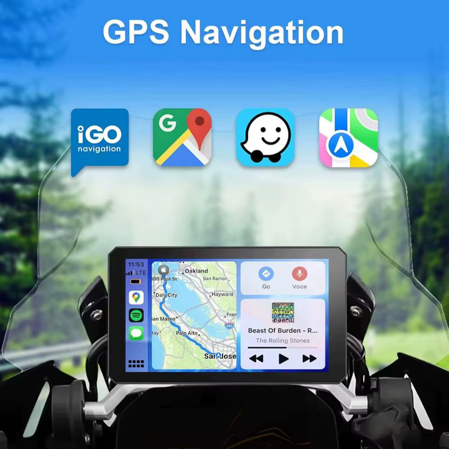 IYING B7 Motorrad Navigationsbildschirm mit drahtlosem CarPlay und Android Auto für BMW R1200GS R1250GS F750GS F850GS in Schwarz - Bild 5