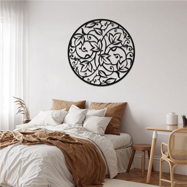 DDPNKL Mandala-Wandkunst aus Metall in Schwarz, runde Boho-Wanddekoration für Innen und Außen - Bild 1