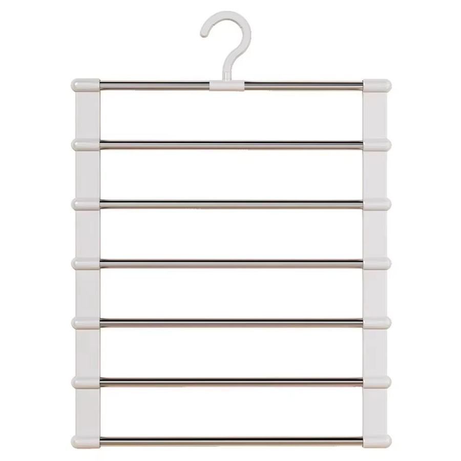 Platzsparender 7-lagiger Hosenbügel aus Edelstahl in Silber als rutschfester Kleiderschrank-Organizer - Bild 2