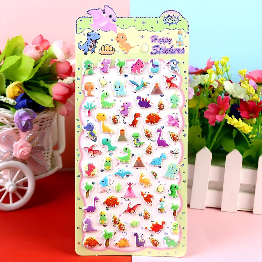 Charile Kawaii Tier Dinosaurier 3D Blase Aufkleber, 4-teiliges Set - Bild 2