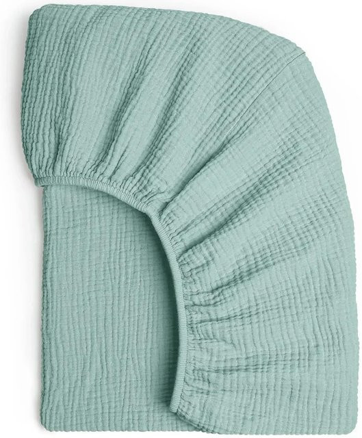 MARKET-1 Baby-Spannbettlaken aus atmungsaktiver Musselin-Baumwolle in Grün - Bild 1