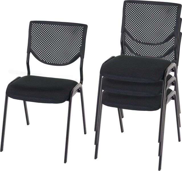 PROREGAL Besucherstuhl 4er-Set Stapelbare Stühle in Schwarz mit Textilsitz, H x B x T: 83 x 49 x 58 cm, Sitzhöhe: 46 cm - Bild 1
