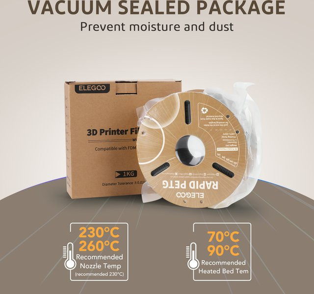 ELEGOO Rapid PETG Filament 1,75 mm für FDM-Drucker, Farbe: Beige - Bild 1