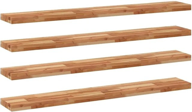 vidaXL Schweberegale Set aus 4 Stück aus Akazien-Massivholz, Ölbehandelt, Braun, B: 160 cm, T: 20 cm, H: 4 cm - Bild 1