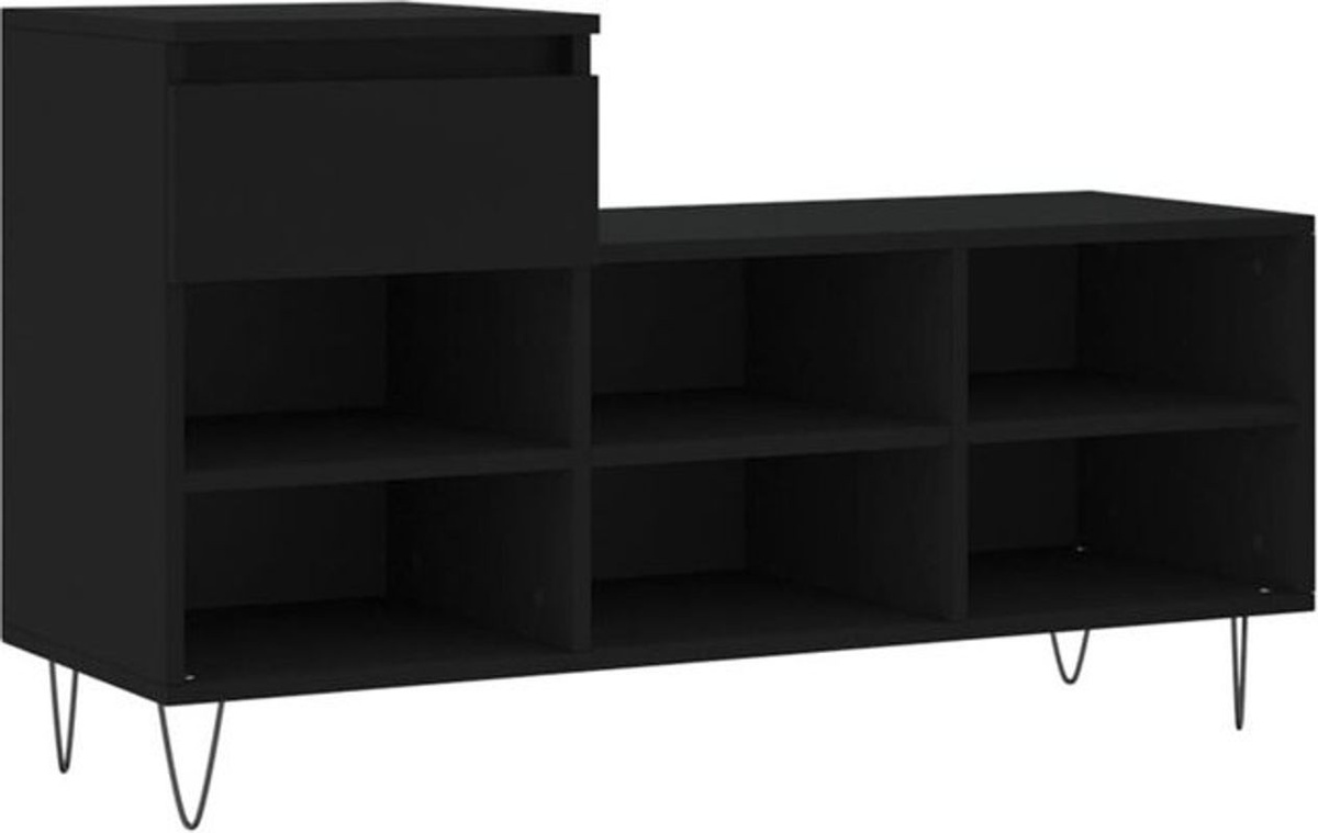 Schuhregal Vidaxl im Industrial Design aus Holzwerkstoff und Metall, Schwarz, B/T/H: 102 x 36 x 60 cm - Bild 1