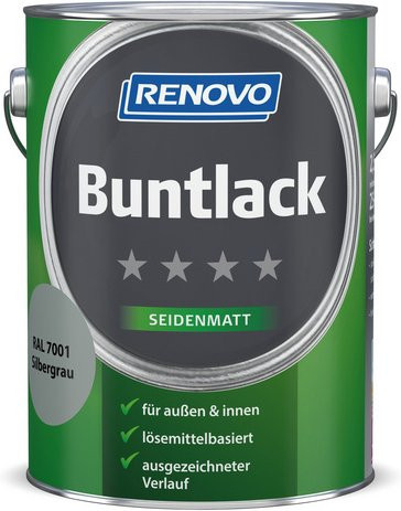 RENOVO Buntlack für Holz in Silber, deckend und wetterfest, satin-matt - Bild 1