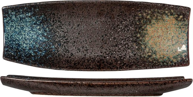 Cosy & Trendy Servierplatte aus Keramik, rechteckig, Schwarz/Blau, 3er Pack, L x B x H: 33 x 12 x 3 cm - Bild 1